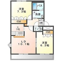 アリエス不二 2LDKの間取図画像