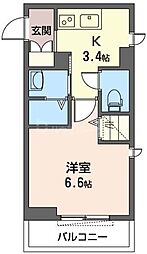 カーサレジオ 4階1Kの間取り