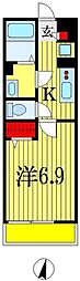 リブリ・パーチェ天台 2階1Kの間取り