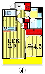 ヒューリックレジデンス千葉中央 6階1LDKの間取り