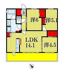 千葉市中央区問屋町マンション 3LDKの間取図画像