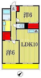 ＮＴマンション 2階2LDKの間取り