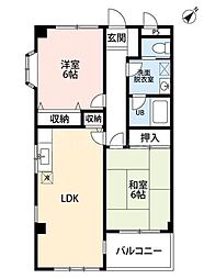 クオーレ都町 2LDKの間取図画像