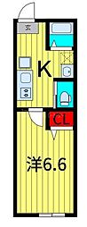 フルラージュ千葉中央 1Kの間取図画像