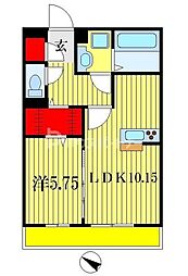 エストフェルム 1LDKの間取図画像