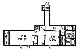 パインウエーブハイム 1LDKの間取図画像