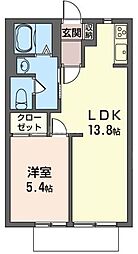 ラフォーレ萩台 1LDKの間取図画像