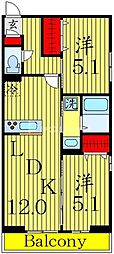 千葉市中央区新宿1丁目アパート 2LDKの間取図画像
