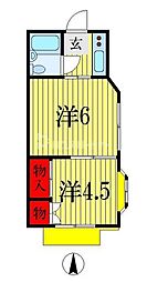 ベルセゾン葛城 2Kの間取図画像