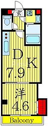 テリアズ港町 1DKの間取図画像