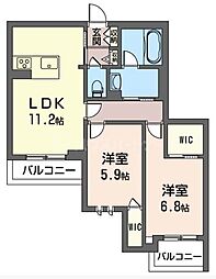 プルミエール 2LDKの間取図画像