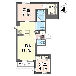 サーフパラダイス登戸 2LDKの間取図画像