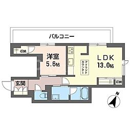 サーフパラダイス登戸 1LDKの間取図画像