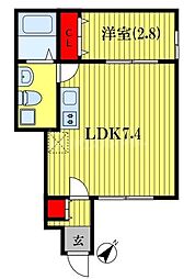 プラーナ蘇我 1LDKの間取図画像