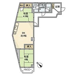 祐光ファミリーマンション 2DKの間取図画像