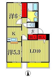 パセオ青葉の森参番館 2LDKの間取図画像
