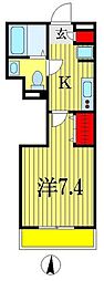クリスタル 1Kの間取図画像