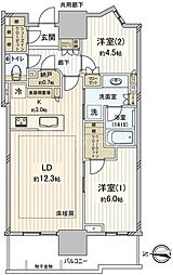 幕張ベイパークライズゲートタワー 2LDKの間取図画像