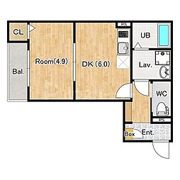 アウレリオ東千葉 1DKの間取図画像