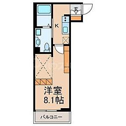 アテナ稲毛 1Kの間取図画像