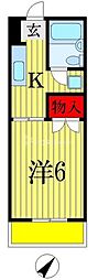 カームハイツ 1Kの間取図画像