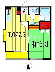 アサヒハイム 1DKの間取図画像