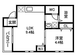 千葉市中央区道場北2丁目アパート 1LDKの間取図画像