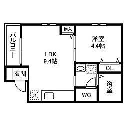 千葉市中央区道場北2丁目アパート 1LDKの間取図画像