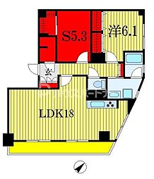 稲毛ブルースカイハイツ 1SLDKの間取図画像