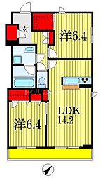 プルミエール 2LDKの間取図画像