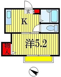カメリヤハイツ 1Kの間取図画像