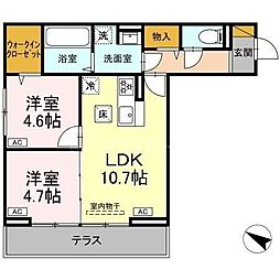 アヴァンスコート参番館 2LDKの間取図画像