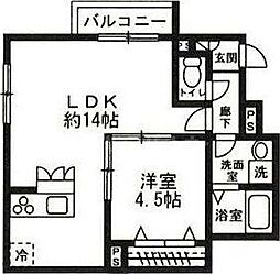 パインウエーブハイム 1LDKの間取図画像