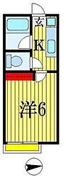 天台ハイリビング参番館 1Kの間取図画像