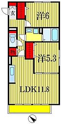 ロイヤルクレッセント西登戸参番館 2LDKの間取図画像