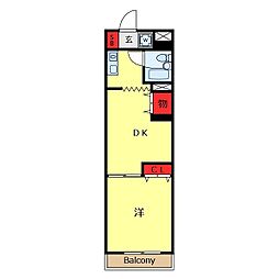 コスモ千駄木 1DKの間取図画像