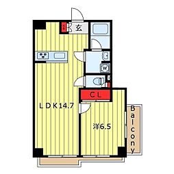 サンフィールド西日暮里 1LDKの間取図画像