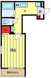 グランクオール東日暮里 1Kの間取図画像