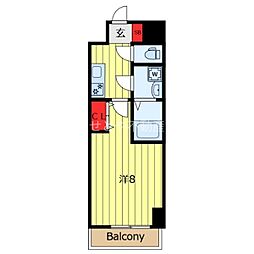 西田マンション 2階1Kの間取り