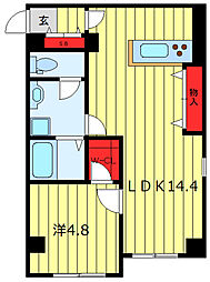 マリエッタ町屋 3階1LDKの間取り