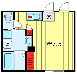 カレラパーク 5階ワンルームの間取り
