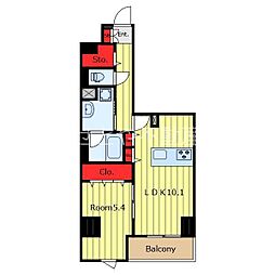 Eau・Clair 道灌山 1LDKの間取図画像