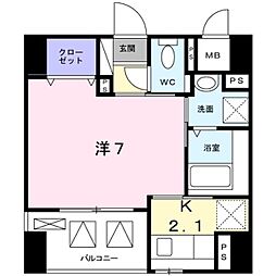 グレイスパーク 1Kの間取図画像
