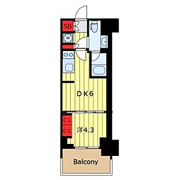 Brilliaist町屋 1DKの間取図画像