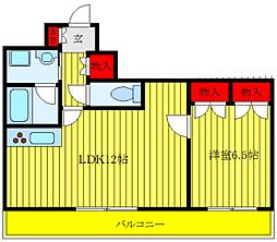 岩城ハイム日暮里 1LDKの間取図画像