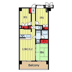 コスモフェスタ日暮里 3LDKの間取図画像