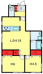 エスポア1 2LDKの間取図画像