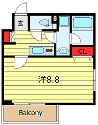 レーヴ・マノワール 1Kの間取図画像
