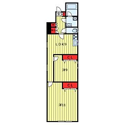 プリムローズ 2DKの間取図画像