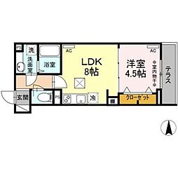 アヴァンス東日暮里 1LDKの間取図画像